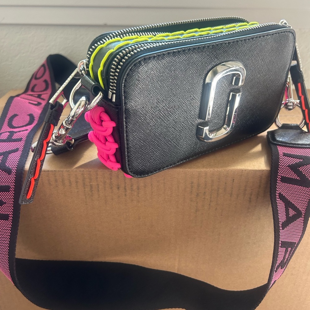 Marc Jacobs Black Bag with Pink and Yellow Details